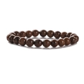 8mm dark brown natural wood bead bracelet with polished texture on white background - Gold Silk Sandalwood