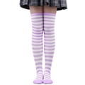 Japanese style purple and white striped over-knee high socks for cosplay outfits - White & Light Purple Thin Stripes