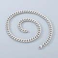 Macro view of 8mm silver punk Cuban link chain with lobster clasp and metal texture - Lobster Clasp / 45cm