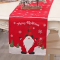 Chemin de table de Noël rouge avec broderie de gnome et texte Merry Christmas - Chemin de table rouge / Rouge
