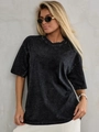Vintage acid wash charcoal cotton t-shirt in oversized fit with a streetwear aesthetic - Washed Black