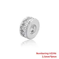 Détail macro de la perle argentée VZ396 avec zircons, largeur 3,5 mm et longueur 8 mm - Perle Cylindrique à Double Rangée de Zircone (VZ396) / 3.5x8mm / Or blanc