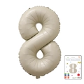 Cream 32 inch number 8 foil balloon with matte finish and retail cardboard packaging - 40-inch Cream White 8 With Paper Card