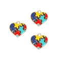 Enamel puzzle heart pendants in red blue yellow and green for DIY jewelry making - Heart Puzzle