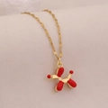 Collana con ciondolo cane palloncino 3D in smalto rosso e finitura dorata su tessuto - Rosso