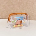 Transparent PVC Capybara coin purse with brown zipper and Summer Beach print, 9.5x4.5x6cm - Yellow Swim Ring (PVC)