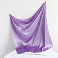 Close-up of elegant purple satin square scarf with a smooth silk finish and glossy texture - 90*90cm / Light Purple