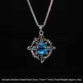 Collana con ciondolo occhio del diavolo punk gotico con gemma blu e teschio argento - Croce Malocchio Blu