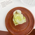 Elegant small yellow rose hair claw clip made of premium acetate on a wooden tray - 3.7cm / Light Green