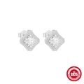 Elegant S925 sterling silver geometric diamond stud earrings with shimmering zircon stones - Vintage Rhombus White Stone
