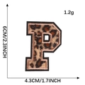 Leopard print chenille letter P patch with measurements 6x4.3cm for DIY clothing decor - Letter P