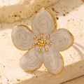 Retro cream white flower ring with gold edges and rose petal texture for women - Vintage Rose Petal (RS0023huaduo)
