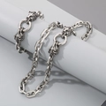 Men's silver stainless steel square link chain with lion head clasp closure - Lion Head Clasp (9mm)