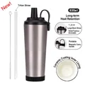 830ml silberner Edelstahlbecher mit Keramikbeschichtung und Magnetgriff für Perlen - 830ml / Mattsilber mit schwarzem Deckel