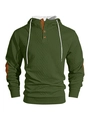 Sweat à capuche olive gaufré avec écussons aux coudes et col à boutons - Vert Militaire