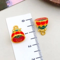 Ciondolo gatto portafortuna dorato con smalto colorato e motivo fuxi misura 1 cm - Sigillo di Loto Carpa Koi