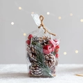 Lot de décorations de Noël avec pommes de pin et baies dans un sachet transparent - Style A (Avec baies rouges/pomme)
