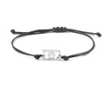 Bracelet ajustable en corde noire avec pendentif carré argenté à empreinte de patte - Style Patte Argentée (Patte Acier)