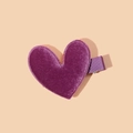 Cute purple velvet heart-shaped hair clip for girls with metal alligator clip - Purple