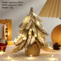 Mini 20cm snow-covered PE Christmas tree with LED lights and burlap base decor - Snowy Mini Christmas Tree with LED Light