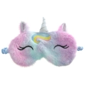 Plush unicorn sleep mask featuring pink gradient faux fur and a silver glitter horn - Purple Unicorn