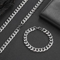 Set dettagliato di collana e bracciale a catena cubana da 11 mm in acciaio inossidabile - Collana in Acciaio-24 pollici