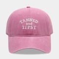 Vintage washed pink cotton baseball cap with TANNED and TIPSY white embroidery - Adjustable / TANNED and TIPSY / Pink
