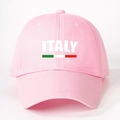 Pink vintage adjustable baseball cap featuring white Italy text and flag stripes - Adjustable / Light Pink