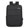 Classic black business backpack with USB port and woven nylon fabric texture - Double Zipper USB / Black