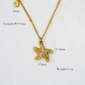 Detailed specs of starfish and shell pendant necklace with 40+5cm length and dimensions - Gold Starfish Shell Pendant Necklace