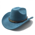 Dettaglio cappello da cowboy celeste con fascia intrecciata e teschio in bronzo vintage - M (56-59cm) / Verde petrolio