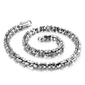 Men's stainless steel necklace with geometric square links and lobster clasp in silver finish - Steel