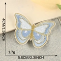 Blue butterfly embroidery patch with gold edging for DIY clothing and bag decoration - Light Blue Butterfly