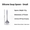 Small grey silicone soup spoon with 21x6.6cm dimensions and heat-resistant nylon core - Small / Gray