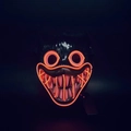 Poppy Playtime style LED glowing mask with orange neon light lines on black plastic base - Glowing Black