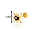 Golden starburst cartilage stud with black center gem and clear rectangular stones 0.64cm - Black Zircon Star Style (AMY2-2#金)