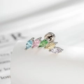 Silver marquise ear stud with blue, pink, green, yellow, and white zircon stones - Multi-color Marquise (Single)(A863-1#)