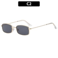 Classic square metal sunglasses with gold frame and dark gray lenses model C2 - Gold Frame Grey Lens