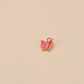 Ciondolo a farfalla in smalto rosa placcato oro con dettagli in cristalli micro - 13*12mm / Rosa (No.3)