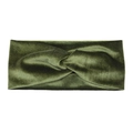 Olive green velvet twisted headband with cross knot design for women's hair styling - Army Green