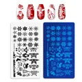 Macro detail of Manzilin-03 Christmas nail plate with snowflakes and Santa Claus patterns - Christmas Style 03 (MANZILIN-03)