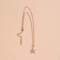 Elegante colgante de estrella de mar dorada con circonitas en cadena de acero inoxidable - Colgante de Estrella de Mar / Cadena de Clavícula de Estrella de Mar Oro