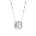 S925 sterling silver necklace featuring an emerald cut square moissanite stone - Emerald Step Cut Style (N14705) + GRA Certificate