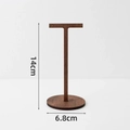 Minimalist T-shaped dark walnut wood earring display stand with height 14cm dimensions - 14cm x 6.8cm
