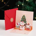 3D pop-up Christmas card with pink bear design and red envelope set for holiday wishes - Christmas Snacks / 12x12cm (Including Envelope/Sticker)
