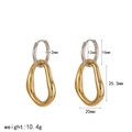 Detailed view of irregular 18k gold earrings with precise dimensions and weight specs - Double Loop Irregular Oval Style (TE60552-M)