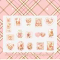 Pink Rose Letter Teddy Bear sticker set for journaling made of synthetic paper - Rose Letter
