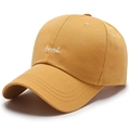 Classic mustard yellow baseball cap with white script embroidery in soft cotton - Yellow