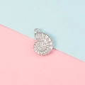 Detailed close-up of a silver nautilus shell pendant over a blue and pink background - Spiral Nautilus Shape Style (9#)