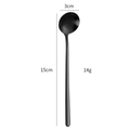 Cuillère à café en acier inoxydable 304 noir 15cm à tête ronde pour mélanger dessert - 15CM / Noir